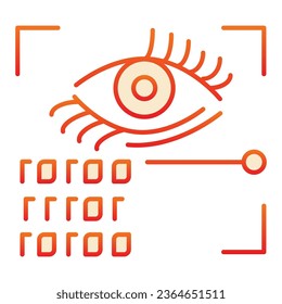 Retina recognition flat icon. Eye identification and binary code red icons in trendy flat style. Biometric access gradient style design, designed for web and app. Eps 10