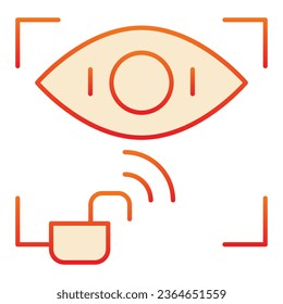 Retina recognition unlocked flat icon. Eye identification access red icons in trendy flat style. Biometric scan gradient style design, designed for web and app. Eps 10