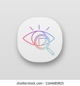 Retina scan app icon. Iris recognition. UI/UX user interface. Eye scanning. Biometric identification. Optical recognition. Vision diagnostic. Web or mobile application. Vector isolated illustration