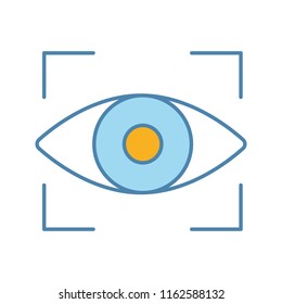 Retina scan color icon. Iris recognition. Eye scanning. Biometric identification. Optical recognition. Isolated vector illustration