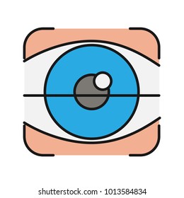 Retina scan color icon. Optometry. Eye authentication. Isolated vector illustration