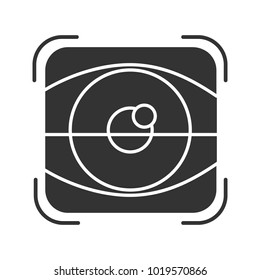 Retina scan glyph icon. Optometry. Eye authentication. Silhouette symbol. Negative space. Vector isolated illustration