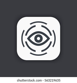 retina scan icon, eye scanner, biometric recognition system, vector illustration