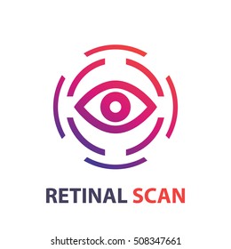 Retina-Scan-Symbol, Logo auf Weiß, Augenscanner, biometrisches Erkennungssystem