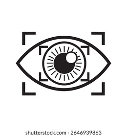 Retina Scan Icon Vector Glyph For Ocular Biometric System And Iris Recognition Identity Authentication And High Tech Security Access Symbol Design