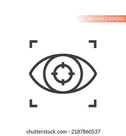 Icono de vector de línea de exploración Retina. Símbolo de exploración de ojos delineado.