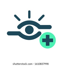 Retina scan and plus sign,Cyber security concept. Digital security authentication concept. Biometric authorization. Identification