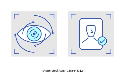 Retina Scan Rounded and Face Detection Line Icon
