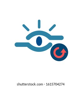 Retina scan and undo sign,Cyber security concept. Digital security authentication concept. Biometric authorization. Identification