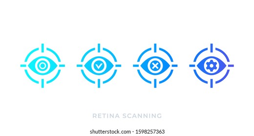 retina scanning, biometric scan vector icons