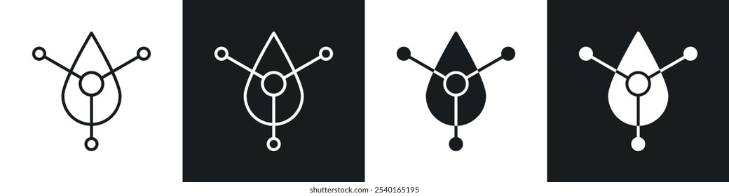 Retinol-Symbolsatz. Vektorsymbole in schwarz-weißen Farben.