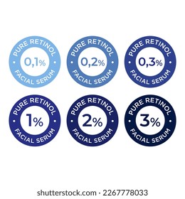 Set für Retinol-Symbole. Gesichtsserum. Reines Retinol. Prozentsatz.