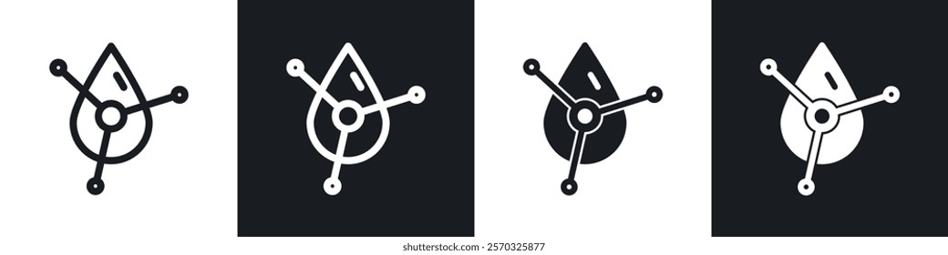 Retinol icons vectors set in black. line and flat versions