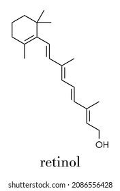 Retinol (Vitamin A) molecule. Skeletal formula.