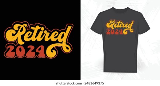 Retired 2024 Funny Father's Day Vintage Gaming T-shirt Design