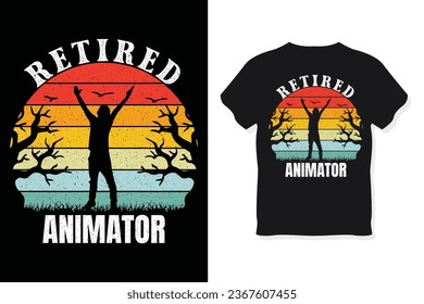 Retired animator Retro Funny Retirement T-Shirt Design