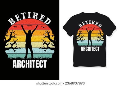 Retired architect Retro Funny Retirement T-Shirt Design