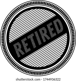 Retired black stamp on white background illustration