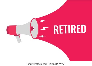 Botón retirado, Anuncio, etiqueta, Plantilla para el Sitio web. texto retirado con el icono colorido del megáfono
