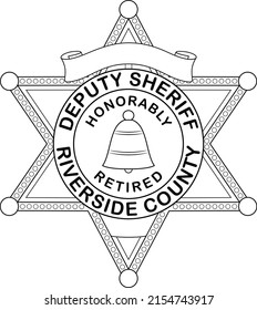 Retired Chief Deputy Sheriff Badge without the badge number for adding custom number Eps vector file Riverside County California svg