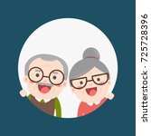 Retired elderly senior age couple in creative flat vector character design | Grandpa and grandma standing full length smiling
