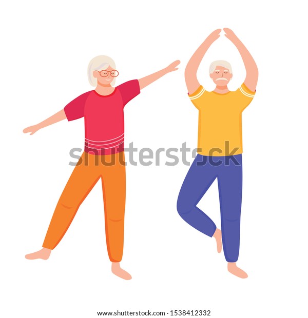 Retired People Training Flat Vector Illustration Stock Vector (Royalty ...