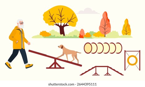 Retired people Walk Dog training Agility Activity