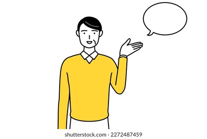 Retired seniors, middle-aged man, giving directions, with a wipeout, Vector Illustration