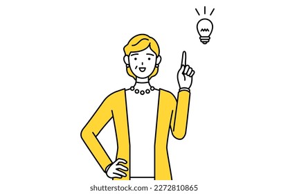 Retired seniors, middle-aged woman, coming up with an idea, Vector Illustration