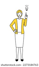Retired seniors, middle-aged woman, coming up with an idea, Vector Illustration