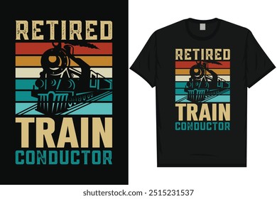 Tren de conductor retirado viaje en tren tren viaje en tren trenes de ferrocarril tipografía vintage, diseño gráfico de la camiseta