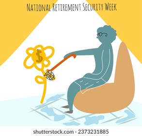 retired woman taking coins business concept to commemorate national Retirement Security Week