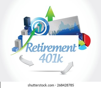 retirement 401k business sign concept illustration design over white