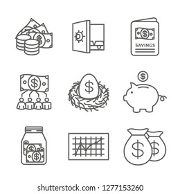 Retirement Account And Savings Icon Set - Mutual Fund, Roth IRA, Etc