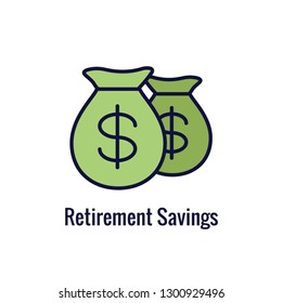 Retirement Account and Savings Icon Set - Mutual Fund, Roth IRA, etc