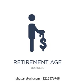 Retirement Age Icon. Trendy Flat Vector Retirement Age Icon On White Background From Business Collection, Vector Illustration Can Be Use For Web And Mobile, Eps10