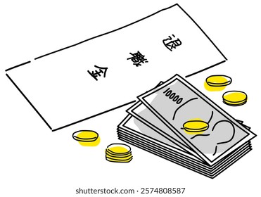 Retirement benefits image line hand drawing vector illustration