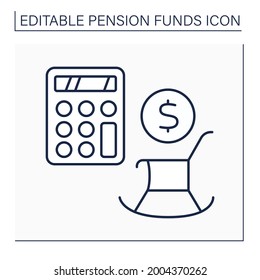 Retirement calculation line icon. Counting days before retirement. Accumulate money. Pension fund concept. Isolated vector illustration. Editable stroke