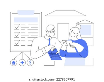 Retirement estate planning abstract concept vector illustration. Retirement living residence, estate planning, inheritance management, financial advisor and lawyer services abstract metaphor.