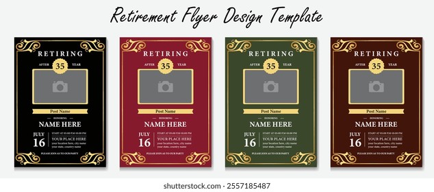 Retirement Flyer Design Template. Retirement Party Invitation Layout, square banner, and a4 poster, Retirement flyer template. Happy retirement party flyer design.