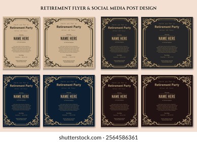 Retirement Flyer Design Template. Retirement Party Invitation Layout, square banner, and a4 poster, Retirement flyer template. Happy retirement party flyer design.