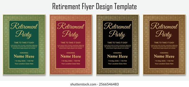 Retirement Flyer Design Template. Retirement Party Invitation Layout, square banner, and a4 poster, Retirement flyer template. Happy retirement party flyer design.