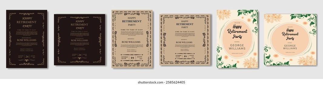 Retirement Flyer Design Template. Retirement Party Invitation Layout, square banner, and a4 poster, Retirement flyer template. Happy retirement party flyer design.