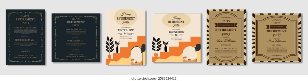 Retirement Flyer Design Template. Retirement Party Invitation Layout, square banner, and a4 poster, Retirement flyer template. Happy retirement party flyer design.