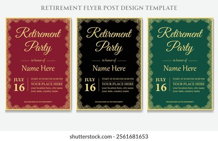  Retirement flyer. happy retirement party flyer. celebration. festive, bohemian flyer, social media post design, retirement poster, retirement banner, a4 layout print ready template.