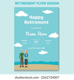 Retirement flyer. happy retirement party flyer. celebration. festive. boho. bohemian flyer. social media post design. retirement poster. retirement banner. a4 layout print. Retiring Invitation Layout