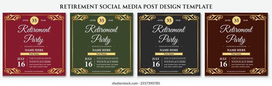 Retirement Flyer and Social Media Post Design Template. Retirement Planning Social Media post design with 4 different color or Senior investment and insurance post design