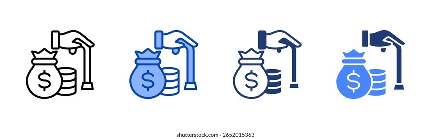 Retirement Fund icon set multiple style collection
