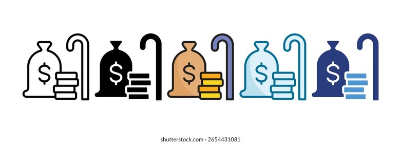 Conjunto de iconos de fondo de jubilación Colección de estilo múltiple