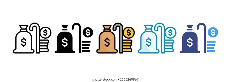 Conjunto de iconos de fondo de jubilación Colección de estilo múltiple